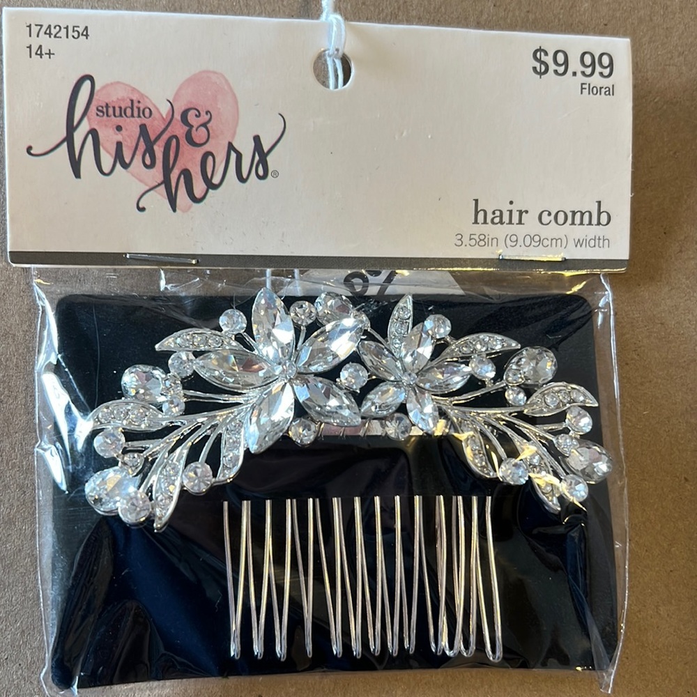 Brand New Silver with rhinestone hair comb